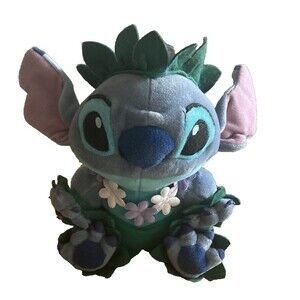 Hula Stitch Bean Bag Plush 7” Disney Store Hawaiian Themed Stuffed Animal